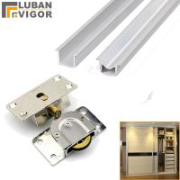 ✹✲☒ Model338 wardrobe sliding door pulley wheeland rail trackwith bearingsilentAdjustable heighteasy to installhome hardware