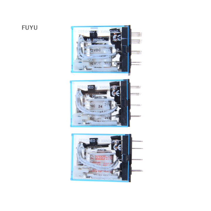 fuyu-my4nj-12v-24v-220v-coil-power-relay-din-rail-ติดตั้ง14-pin-4pdt-พร้อมซ็อกเก็ต