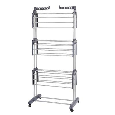 4 Tiers Adjustable Clothes Rack Clothing Clothes Airer Horse Stainless Laundry Rack Hanging Drying Folding Storage Organizer HWC