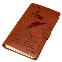 Engraved Leather Journal Notebook Diary To My Son Message Note Book for Home Bedroom Office Writing Memo Diary Gift