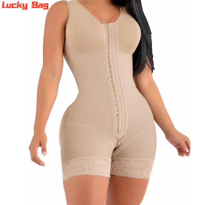 2XL Stage 2 Bbl Open Crotch Double High Compression Garment Full Shaper With Bra Plus Size Women Tummy Abdominal Belly Operation Faja Post Surgery Spanx Shapewear Bodysuit Corset