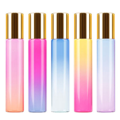 5Pcs/lot 5Pcs/lot 10ml Top Quality Thin Glass Perfume Roller Bottle with Stainless Steel Ball Essential Oil Vials Sub-bottle Container