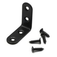 ⊕∈❃ 10Pcs/set Black Stainless Steel Right Angle Corner Bracket Support L-Shaped Gusset Furniture Hardware Cabinet Joint Fasteners