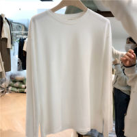 Japanese Style Long Sleeve T-shirt Womens Thin Loose Korean Casual Versatile Simple Bf Style Solid Color Bottoming Shirt