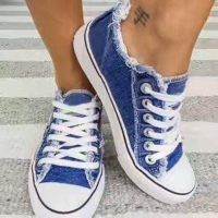 Canvas Shoes for Women 2021 Fashion Lace Up Flat Sneakers Solid Color Casual Ladies Vulcanized Shoes Plus Size Zapatillas Mujer