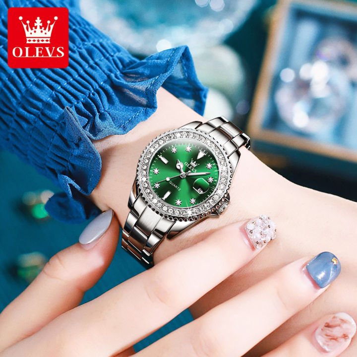 สินค้าใหม่-นาฬิกาสุภาพสตรียอดนิยม-olevs-ลดราคาแบรนด์2023นาฬิกา-rolex-กันน้ำหรูหราเพชรสำหรับผู้หญิง