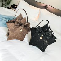 Womens New Fashion Five Pointed Star Sequin Chain Cross Small Square Bag Fashion One Shoulder Bag Small Womens Bag