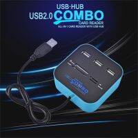 USB ฮับความเร็วสูงฮับ USB 2.0 3พอร์ตพร้อมเครื่องอ่านการ์ดมินิฮับ USB คอมโบรางช่องยูเอสบี USB หนึ่ง USB แบบทั้งหมดสำหรับคอมพิวเตอร์แล็ปท็อปพีซี