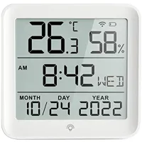 1 PCS Intelligent Temperature and Humidity Clock Temperature and Humidity Sensor Temperature and Humidity Clock White