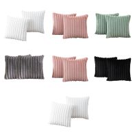 Faux Fur Plush Throw Pillow Covers Fuzzy Striped Pillowcase Cushion Covers 18 X 18 Inch Decor Sofa Couch Bedroom