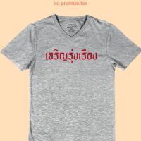 เสื้อยืดลาย เจริญรุ่งเรือง เสื้อมงคล เสื้อยืด คอวี แขนสั้น ไซส์ M - 2XL