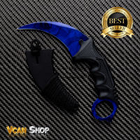 Karambit Knife มีดพก มีดคารัมบิต มีดเดินป่า มีดใบตาย มีดควง (ใบคมและแหลม) สีน้ำเงิน 3มิติ