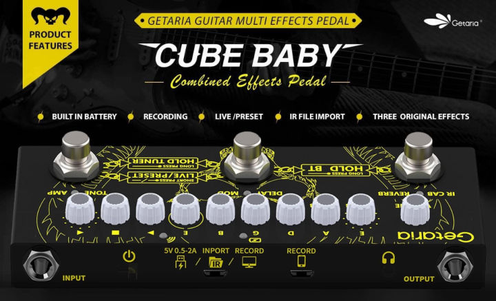 getaria-guitar-multi-effects-pedal-ir-cab-electric-guitar-pedals-multi-effects-processor-delay-reverb-guitar-pedals-guitar-overdrive-pedal-for-bass-guitar-cube-baby