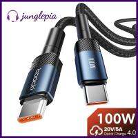 JUNGLEPIA Type-C To Type-C สายเคเบิลข้อมูลเคลื่อนที่5 A 100 W 480Mbps สายชาร์จ PP ถักบอดี้โทรศัพท์มือถือชาร์จแบบเร็ว PD