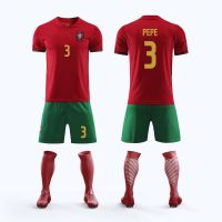 ✉❡  2022 Portugal jersey custom soccer uniform suits cristiano ronaldo game between male and female children training uniform