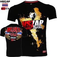 VSZAP combat short sleeve drill muay Thai boxing training suit sanda T-shirt fitness jiu-jitsu MMA fighting sport running man