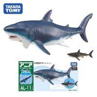 TAKARA TOMY ฉลามขาวจำลองข้อต่อเลื่อนได้จำลองสิ่งมีชีวิตในทะเลตุ๊กตาขยับแขนขาได้ Megalodon