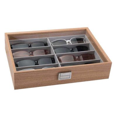 Caoshsอนาคต8ช่องที่ใส่แว่นกันแดด,ที่ใส่แว่นตาพร้อมฝาใสกล่องเก็บเครื่องประดับไม้กล่องเก็บของสำหรับบ้าน