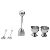 Egg Cracker Topper Set – Soft Hard Boiled Eggs Separator Tool – Include Spoons and Cups-Shell Remover &amp; Cutter-Steel Spoon &amp; Cup Holder – Cooker Accessory
