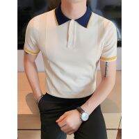 CODiy085671 polo Shirt Lapel Ice Silk t-Shirt Male British Knitted Short-Sleeved Summer 2023 Trendy Slim-Fit High -