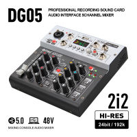 24bit DG05 192K Professional Audio Interface บันทึกเสียงการ์ด2in 2out พร้อม Bluetooth 5.0 LED Knob สำหรับ Live Broadcast Mixer