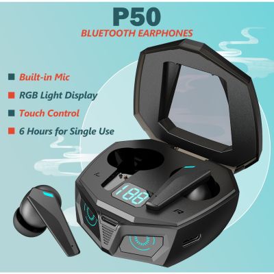 2023โปรเกม P50ใหม่หูฟังบลูทูธ TWS HD เสียงสเตอริโอพร้อมไมโครโฟนความหน่วงต่ำพร้อมไฟ RGB