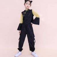 [COD] Childrens dance national hip-hop girls suit Chinese style retro T-stage catwalk costume