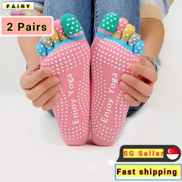 2 Pairs Yoga Socks For Women Non Slip Grip Sock For Pilates Sports