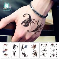 Rocooart 3D Scorpion Tattoo Stickers Spider Temporary Tattoo Halloween Joke Fake Tattoo Body Art Tatuajes For Makeup Party Taty