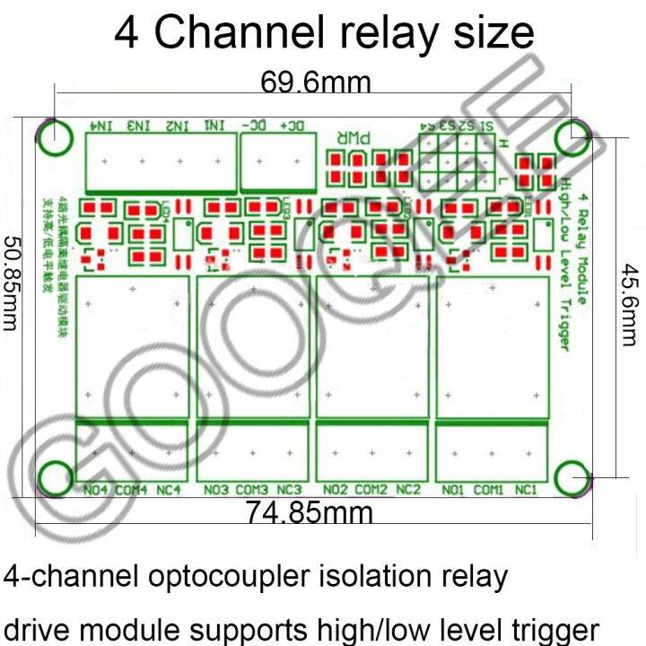 แผงโมดูลรีเลย์5v-24v-12v-1-2-4ช่องสัญญาณพร้อมออปโต้คัปเปลอร์รีเลย์ระดับโมดูลสูงและต่ำทางถนนด้านล่างสีแดง