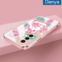 เคสปลอกสำหรับ Samsung Dienya S21 Galaxy FE 4G S21 FE 5G เคสการ์ตูนน่ารักลายโชคดีน่ารักใหม่กรอบสี่เหลี่ยมชุบซิลิกาเจลนิ่มกันกระแทกเคสมือถือฝาครอบป้องกันเลนส์กล้องถ่ายรูปรวมทุกอย่าง