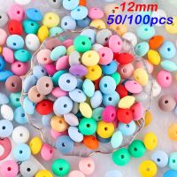 ✙ Sunrony 50/100Pcs Silicone Lentil Beads 12mm Eco-Friendly Beads For Bracelets DIY Pacifier Chain Components For Jewelry Making