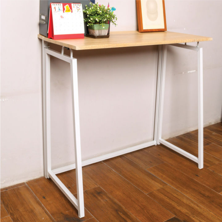 ctrend-โต๊ะทำงานไม้-โต๊ะคอมพิวเตอร์-พับได้-ประหยัดพื้นที่-โครงเหล็กพ่นสีกันสนิม-สีขาว-รับน้ำหนักได้-150-kg-รุ่น-gr-010