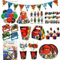 ◇✧ For Kid Birthday Ninja Theme Party Supplies Gift Bag Tablecover Plate Cup Banner Balloon Snack Box Cupcake Deco