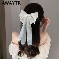 AWAYTR New Ribbon Bow Hair Clips Korean Princess Spring Hair Pin Elegant Barrettes for Girls Headwear Women Hair Accessories