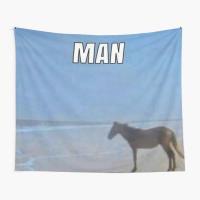 【cw】 Horse Looking Out To Sea Meme Tapestry Art Room Colored Blanket Bedroom Mat Travel Home Wall Bedspread Decor Beautiful 【hot】