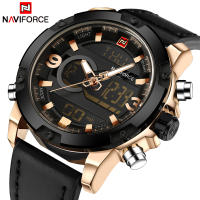 Naviforce แบรนด์หรูผู้ชายกีฬานาฬิกาหนังผู้ชายดิจิตอลกองทัพทหารนาฬิกาผู้ชายควอตซ์นาฬิกากันน้ำนาฬิกาผู้ชาย