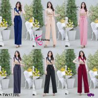 AK 17399 Jumpsuit จั้มสูทขายาว แขนกุด คอปก