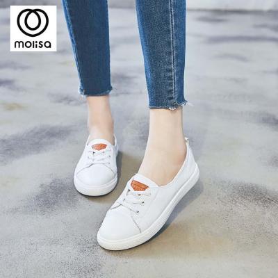 MOLISA Shoes-รองเท้า รองเท้าแฟชั่น รองเท้าทรงผ้าใบ หนังแท้ 100% Leather flat shoes sneakers 1710