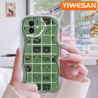 YIWESAN เคสสำหรับ iPhone 11 11 Pro 11 Pro Max,เคสลายหมีลายตารางเนื้อครีมขอบคลื่นกันกระแทกแบบใสนิ่มเคสมือถือโปร่งใสลายกล้องถ่ายรูปฝาครอบป้องกันซิลิกาเจลที่สร้างสรรค์