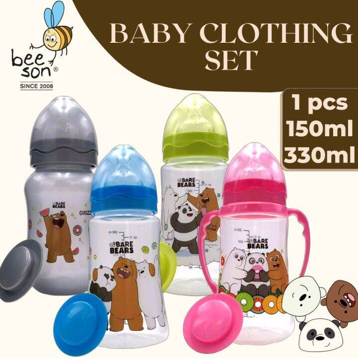 Beeson X We Bare Bears 240ml_8oz / 330ml_11oz Wide Neck Milk Feeding ...