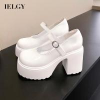 IELGY  Women S Retro High Heel Chunky Round Toe All Match Shoes