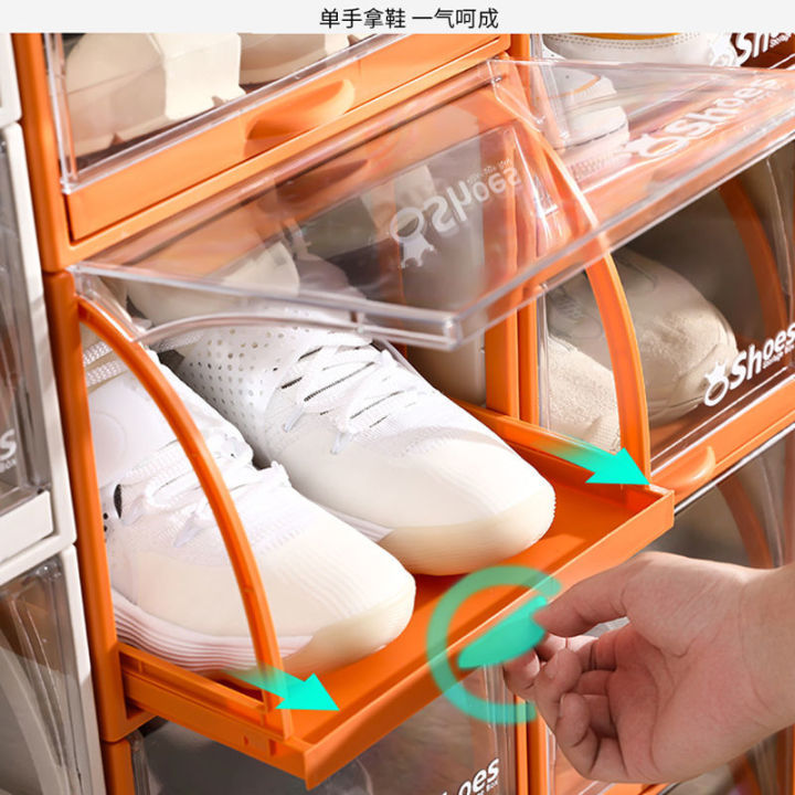 กล่องเก็บของรองเท้าใส-aj-หนาเป็นพิเศษตู้มีลิ้นชักของใช้ในครัวเรือนกันฝุ่นอุปกรณ์-kotak-penyimpanan-sepatu-คุณภาพสูงช่วยในระดับสูง