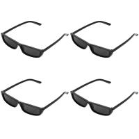 ஐ✵ 4X Vintage Rectangle Sunglasses Women Small Frame Sunglasses Retro Eyewear S17072 Black Frame Black