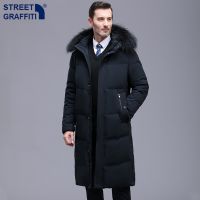 2022 New Men Thickened Down Jacket -30 Winter Warm Down Coat Jacket Men Fashion Long White Duck Hooded Down Parkas Plus Size 4XL