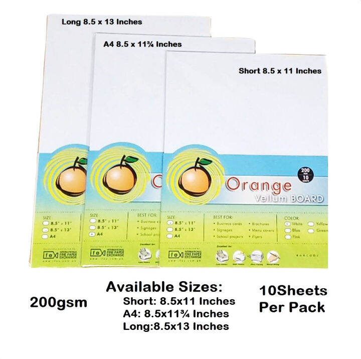 10100 Sheets Orange Vellum Board Specialty Board White A4 size 200gsm