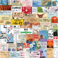 hedeguoji?60PCS Japanese Postcard Ticket Stamp Sticker Stationery Travel Diary Stickers