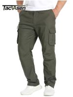 TACVASEN 97% Cotton Multi-Pockets Pants Mens Elastic Waist Easy fit Tactical Pants Safari Hiking Work Pants Overall Trousers