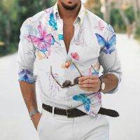 Summer Hawaiian Bird With Flower Shirts For Men 3d Print Long Sleeve Animal Shirt Beach Holiday Plus Size Tops Tees Shirt Homme