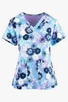 Printed Nurse Uniform Floral Female Short-Sleeved Nurse Work Uniform Scrub Cartoon Printed Shirt Uniform Nursing Scrub Top